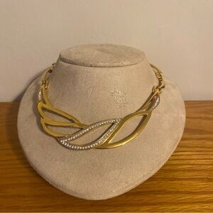 Vintage Monet Elegant Gold Plated With Crystal Accents Choker